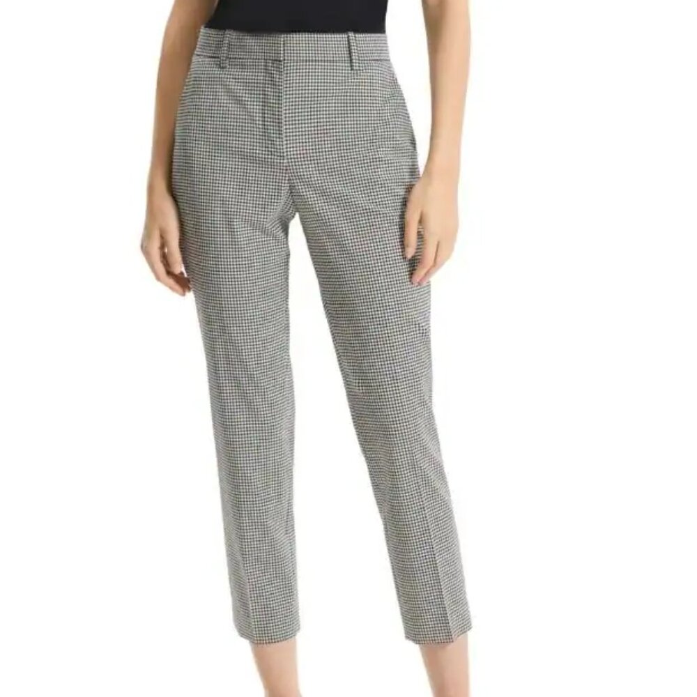 NEW THEORY NWT Treeca Stretch Midrise Crop Pants. Black Multi.Size 8